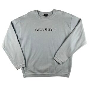 Seaside Shirt Womens XL Blue Waffle Knit Long Sleeve SEASIDE Beach Pullover